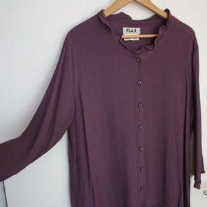 Vtg 90s FLAX grape ruffle tunic/minidress frilly M